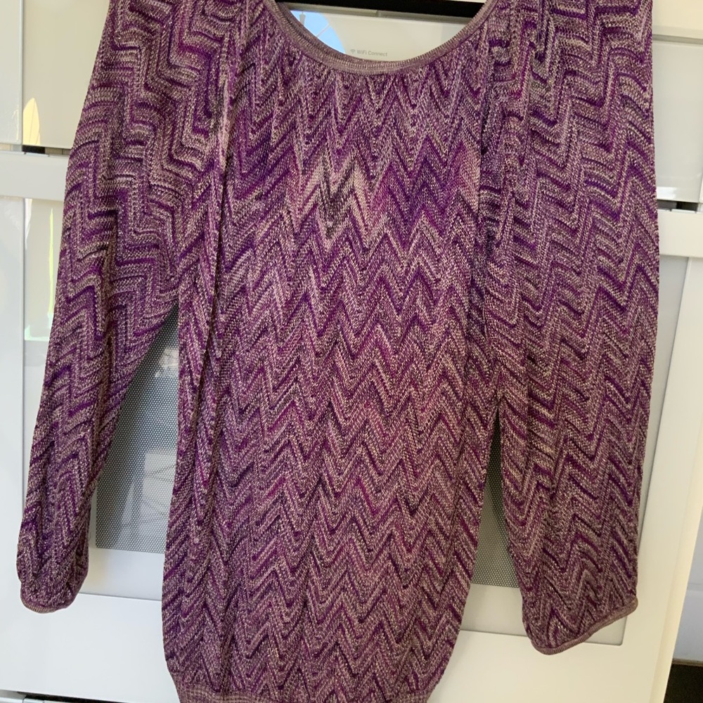 Purple Chevron Knit Sweater INC
